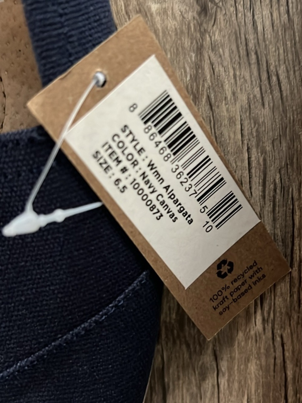 Toms Women's Classic Slip-On Flats in Navy Blue - Picture 3 of 4